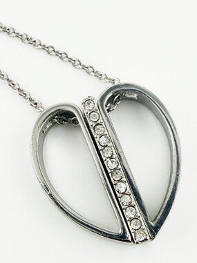Trinity Cross Hidden Cross Heart Necklace Silver Tone Crystal Accent